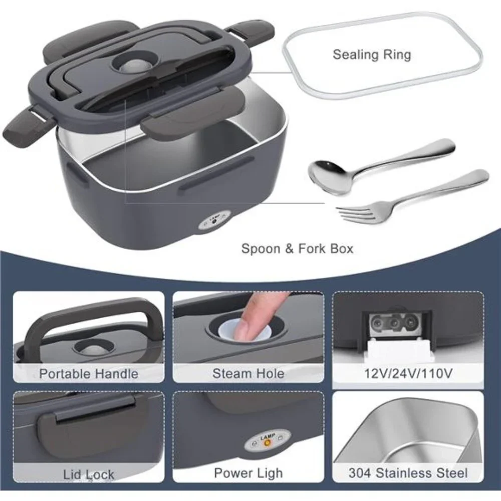 Electric Lunch Box Food Heater for Adults 80W Portable Food Warmer for Car/Home
